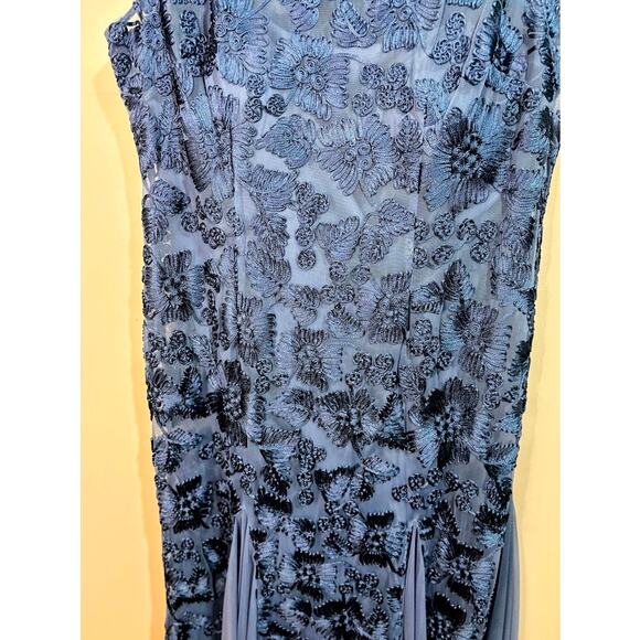 Alex Evenings Womens Blue Soutache Evening Gown Godet Skirt Detail Plus Size 18W - Picture 3 of 10